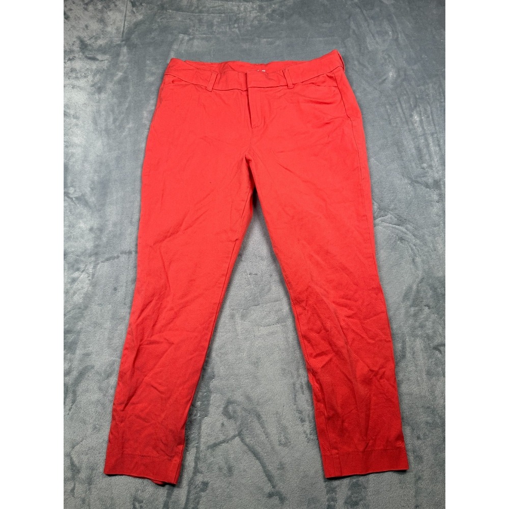 Old Navy Pixie Chino Pants Womens 14 Red Cotton Stretch Ankle Slim Leg Mid Rise